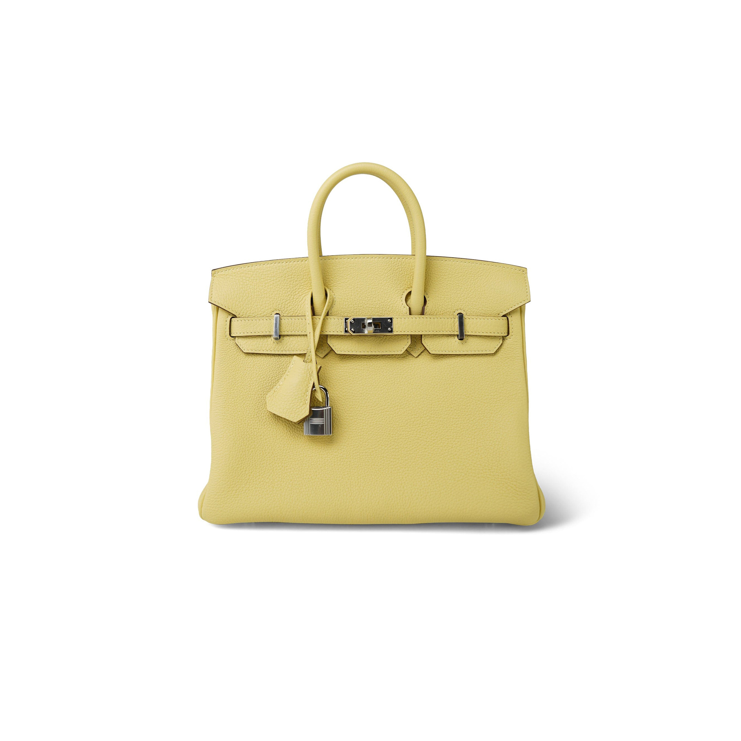 HERMES MASTER BIRKIN 25 TOGO LEATHER LEMON YELLOW SILVER BUCKLE BAG H028369CK1Z (25*20*13cm)